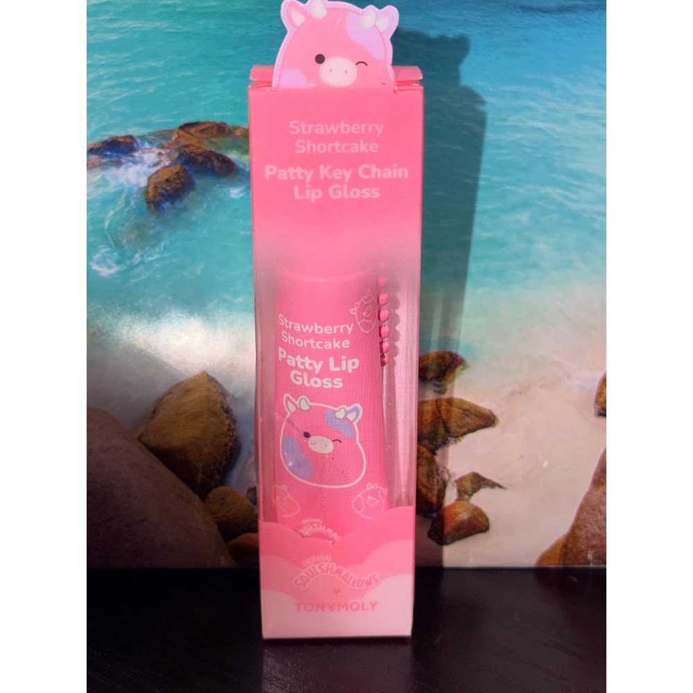 TonyMoly Squishmallows Patty Key Chain Lip Gloss Strawberry Shortcake Pink New
